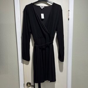 Maurices Black Long Sleeve Wrap Dress